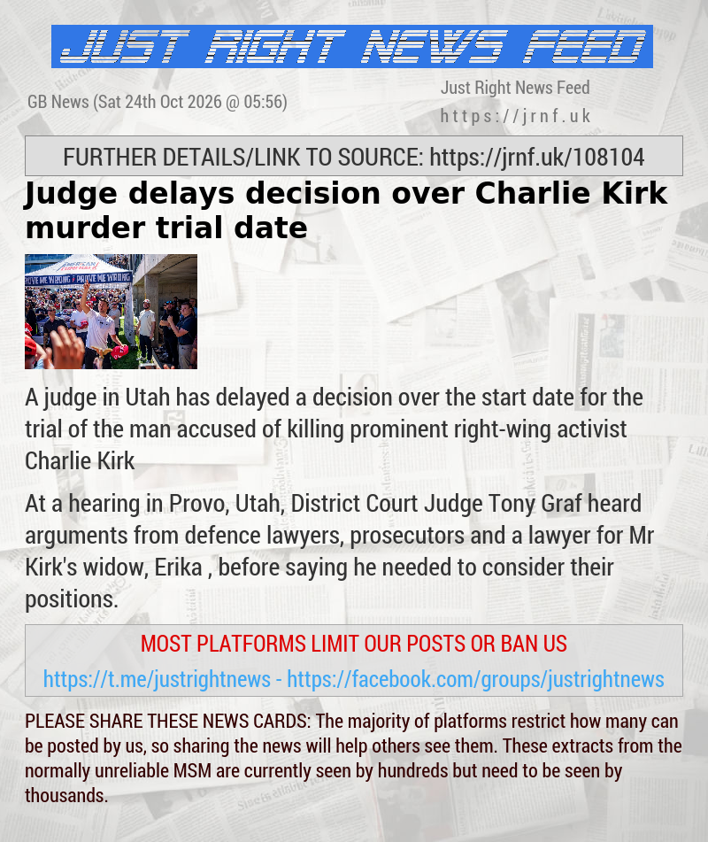 Judge delays decision over Charlie Kirk murder trial date