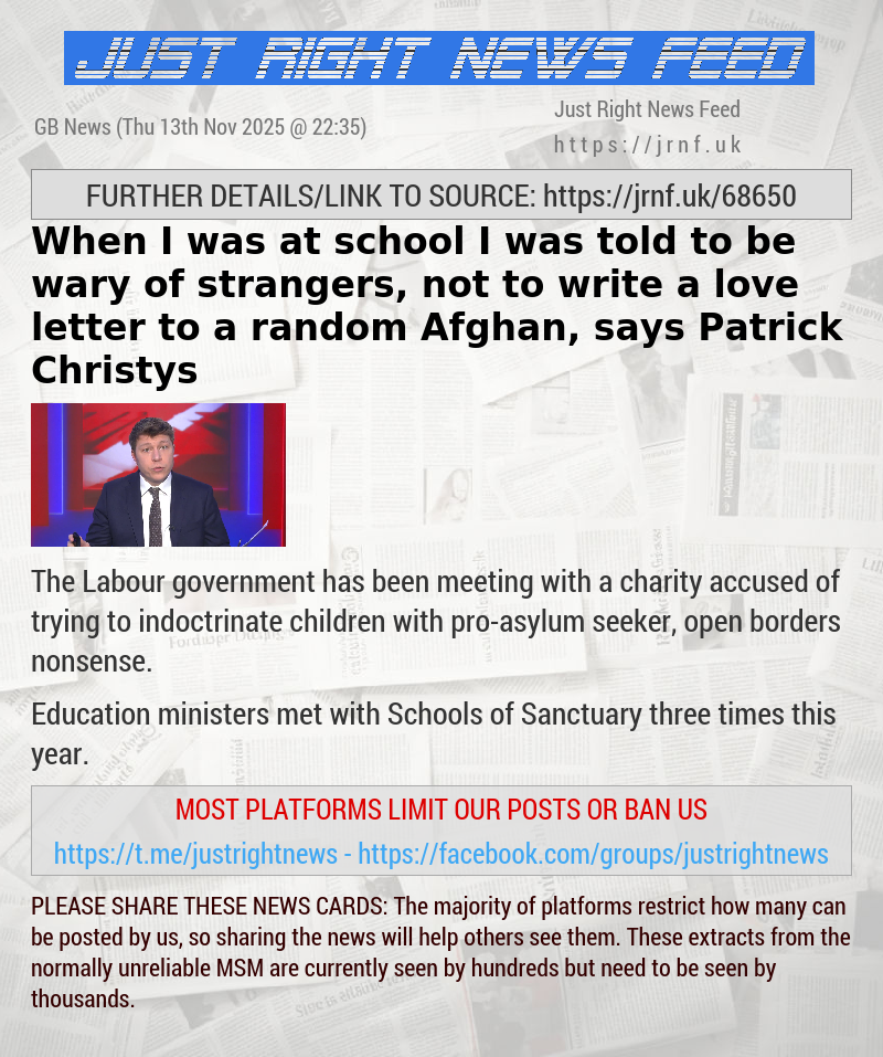 When I was at school I was told to be wary of strangers, not to write a love letter to a random Afghan, says Patrick Christys