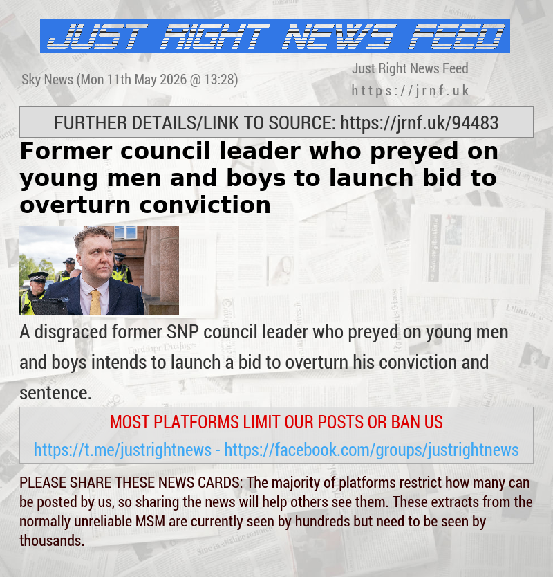 Former council leader who preyed on young men and boys to launch bid to overturn conviction