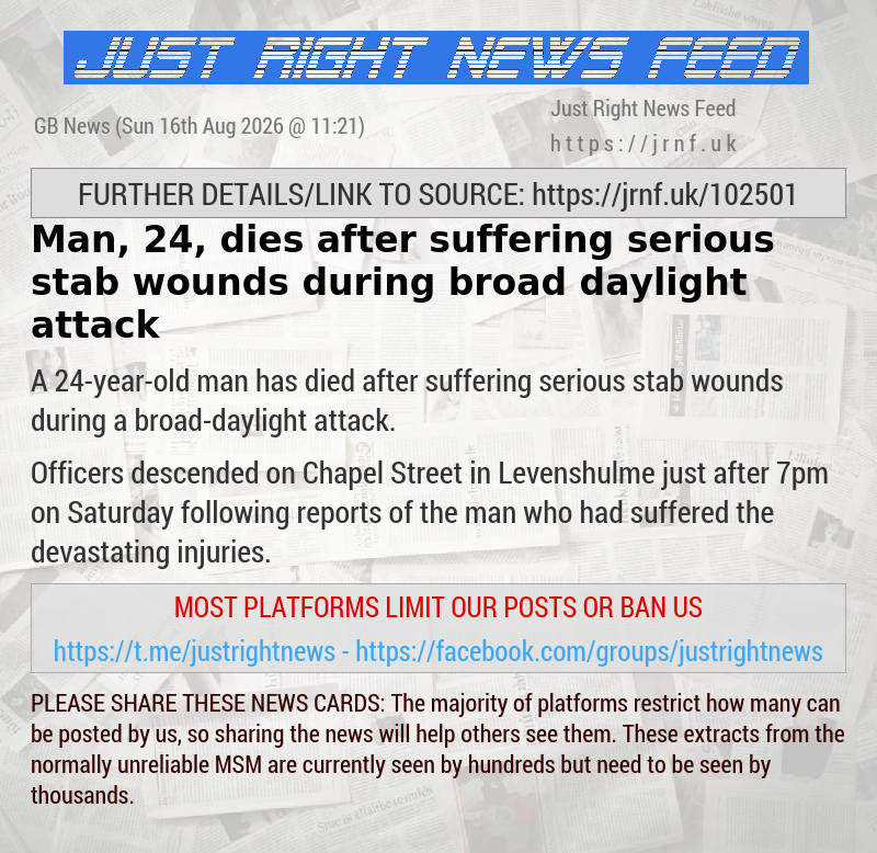 Man, 24, dies after suffering serious stab wounds during broad—daylight attack