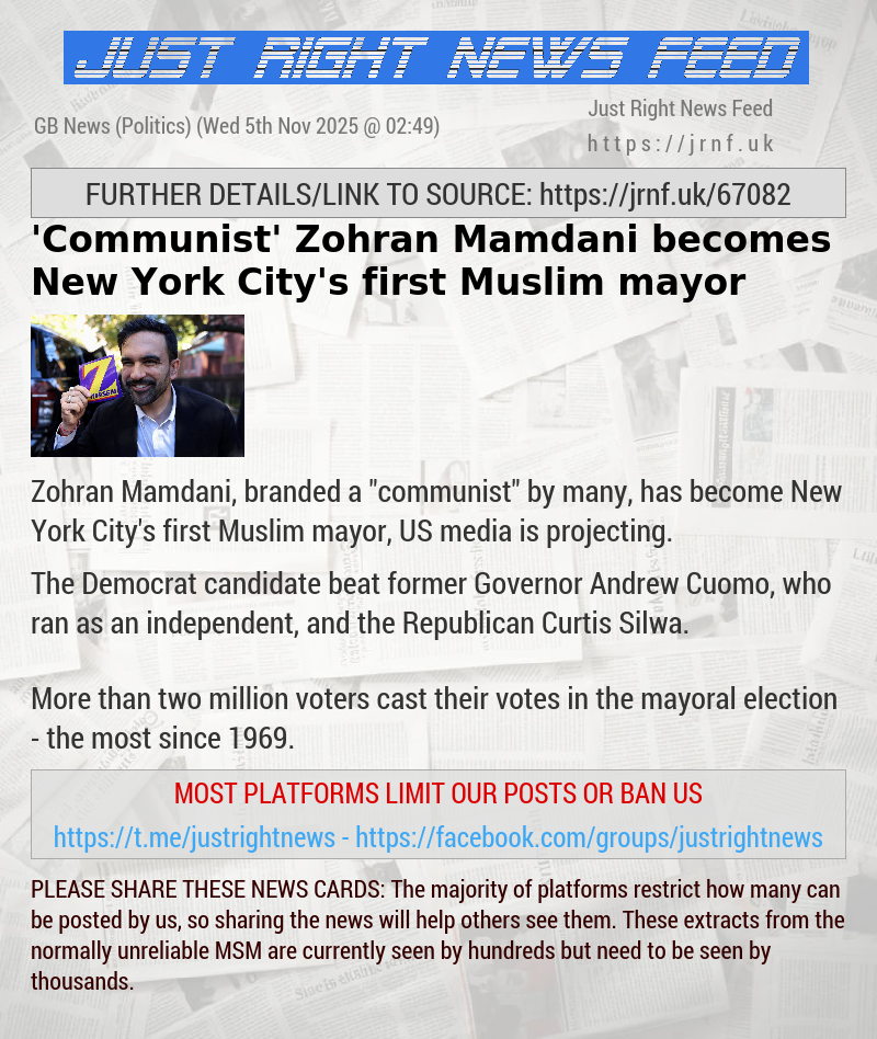 ’Communist’ Zohran Mamdani becomes New York City’s first Muslim mayor