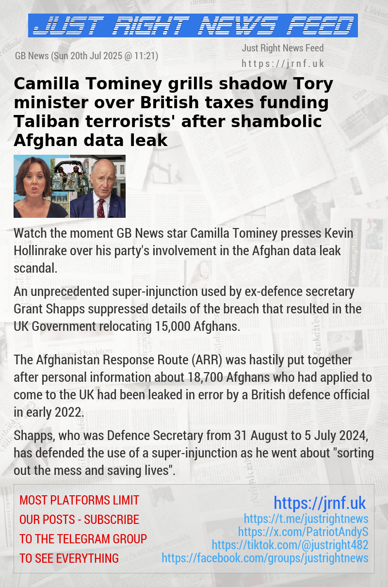Camilla Tominey grills shadow Tory minister over ‘British taxes funding Taliban terrorists’ after shambolic Afghan data leak