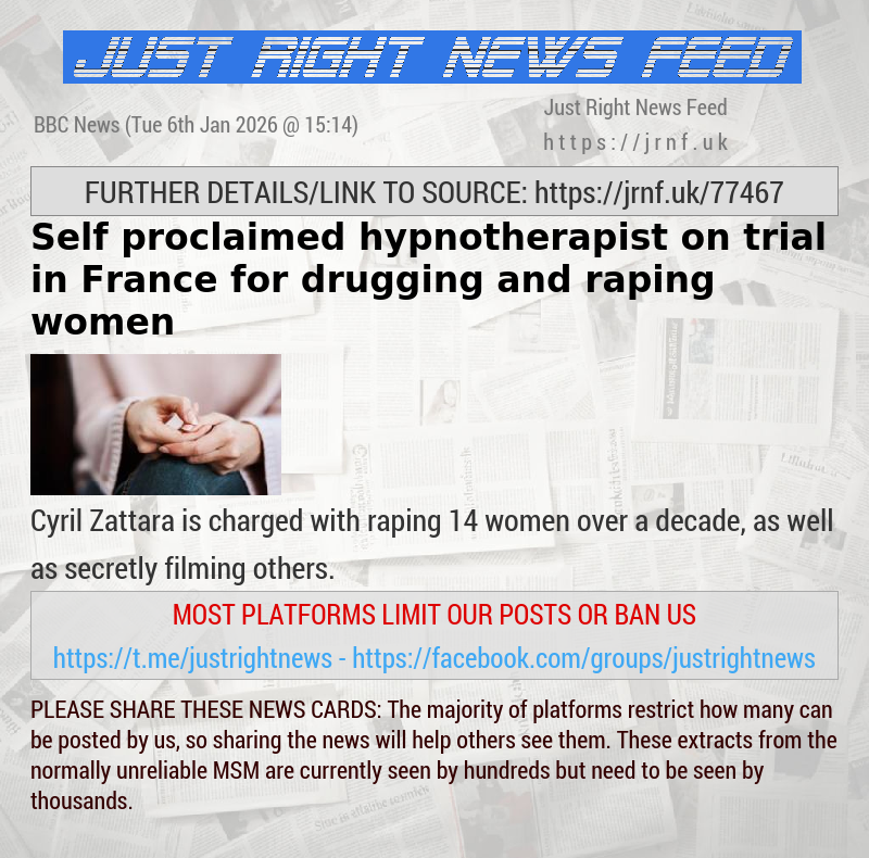 Self—proclaimed hypnotherapist on trial in France for drugging and raping women