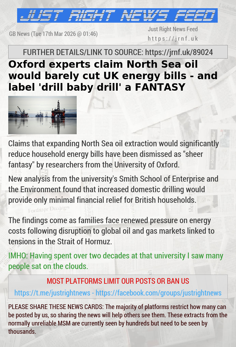 Oxford experts claim North Sea oil would barely cut UK energy bills — and label ’drill baby drill’ a FANTASY