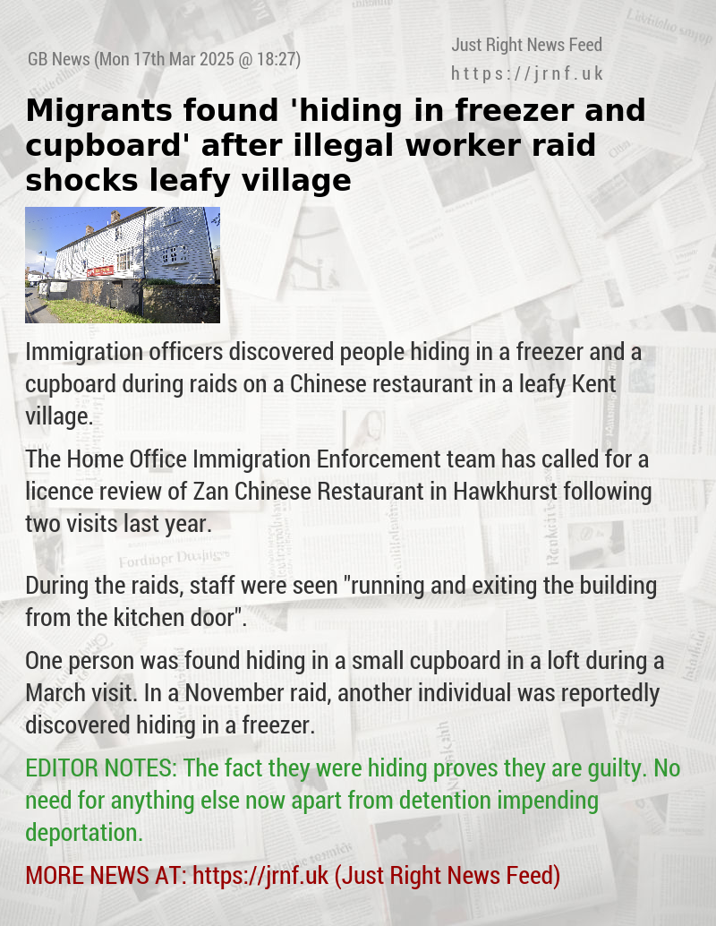 Migrants found ’hiding in freezer and cupboard’ after illegal worker raid shocks leafy village