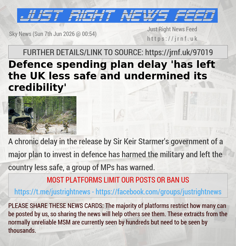 Defence spending plan delay ’has left the UK less safe and undermined its credibility’