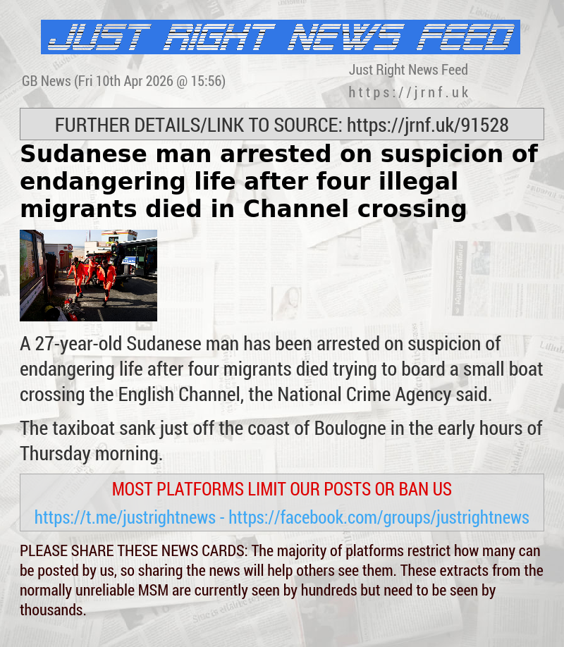 Sudanese man arrested on suspicion of endangering life after four illegal migrants died in Channel crossing