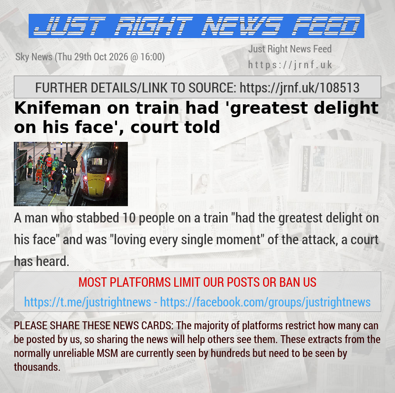 Knifeman on train had ’greatest delight on his face’, court told