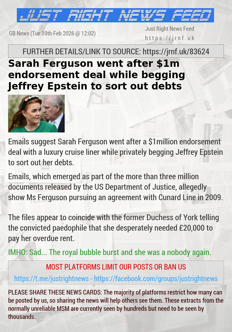 Sarah Ferguson went after $1m endorsement deal while begging Jeffrey Epstein to sort out debts