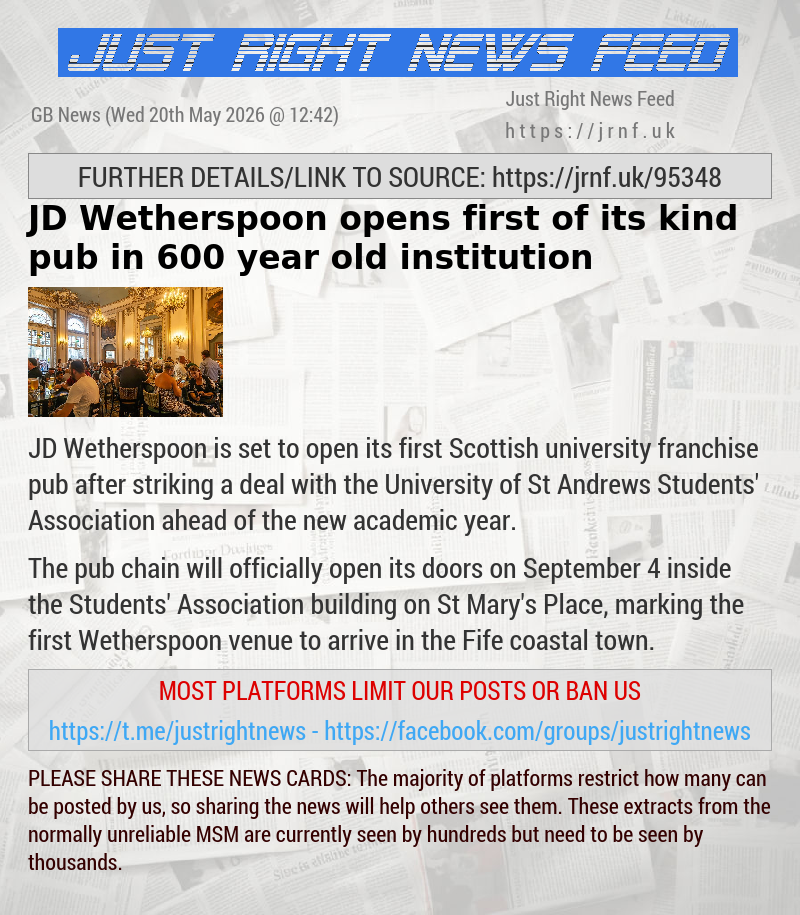 JD Wetherspoon opens first of its kind pub in 600 year—old institution