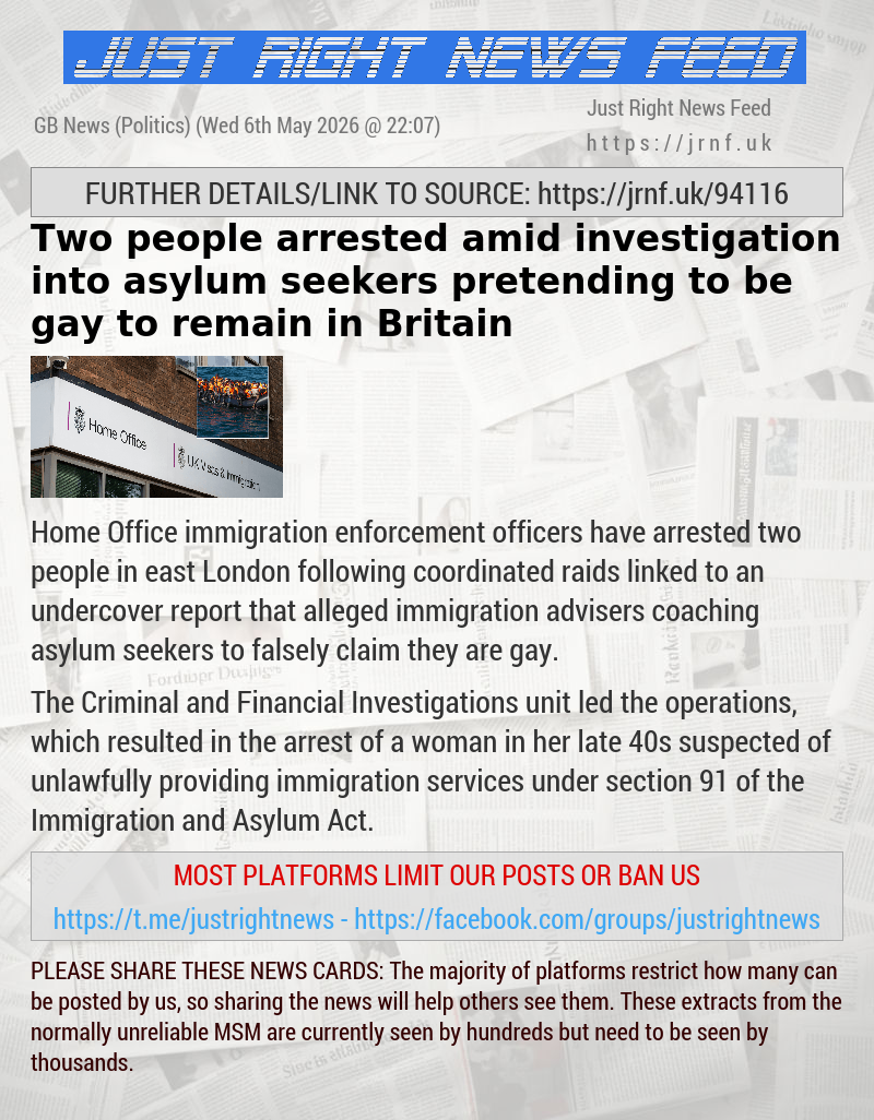 Two people arrested amid investigation into asylum seekers pretending to be gay to remain in Britain