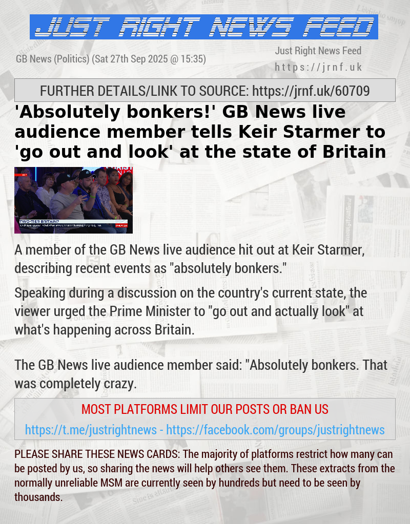 ’Absolutely bonkers!’ GB News live audience member tells Keir Starmer to ’go out and look’ at the state of Britain