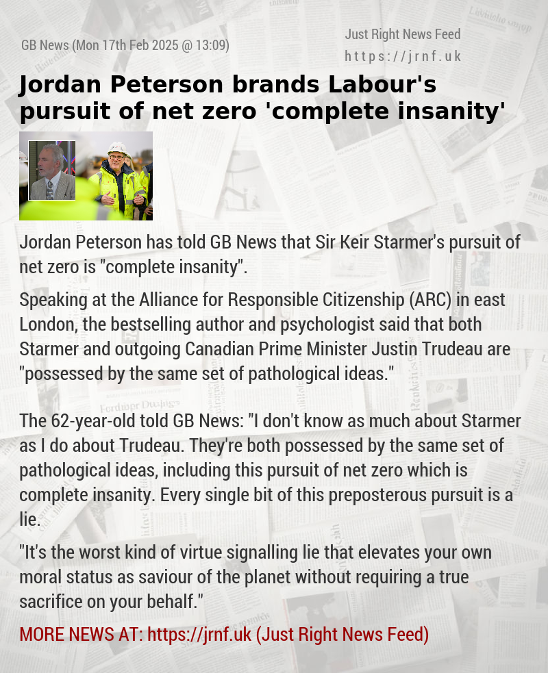 Jordan Peterson brands Labour’s pursuit of net zero ’complete insanity’