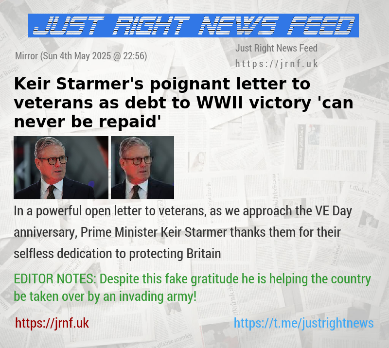 Keir Starmer’s poignant letter to veterans as debt to WWII victory ’can never be repaid’