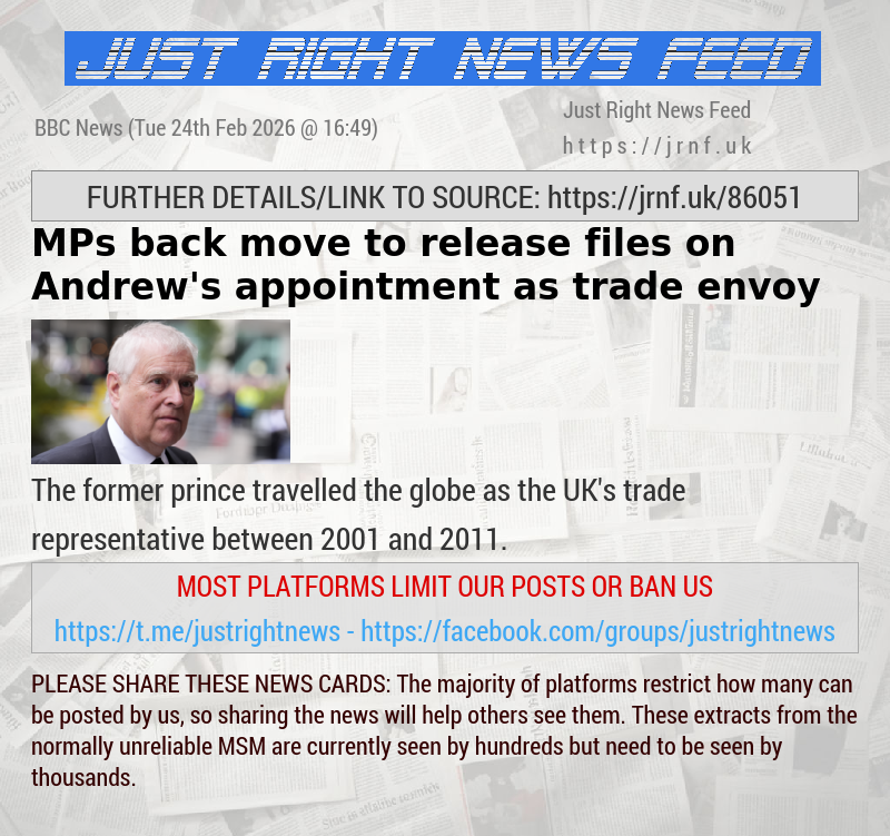 MPs back move to release files on Andrew’s appointment as trade envoy