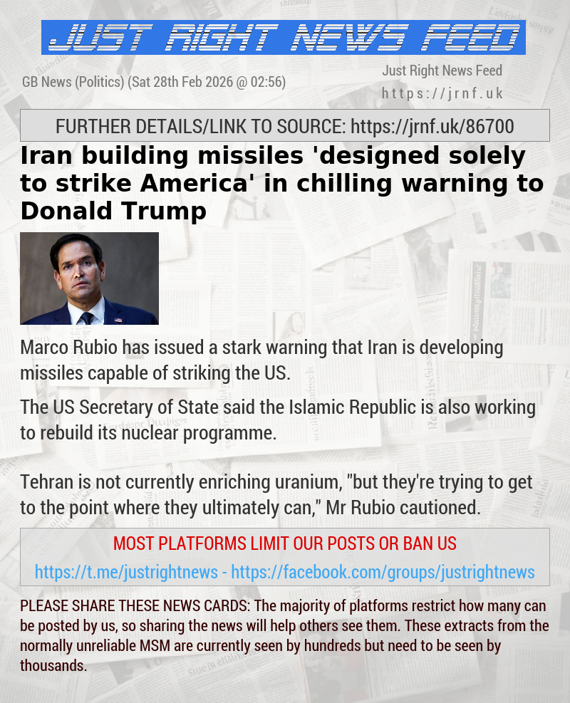 Iran building missiles ’designed solely to strike America’ in chilling warning to Donald Trump