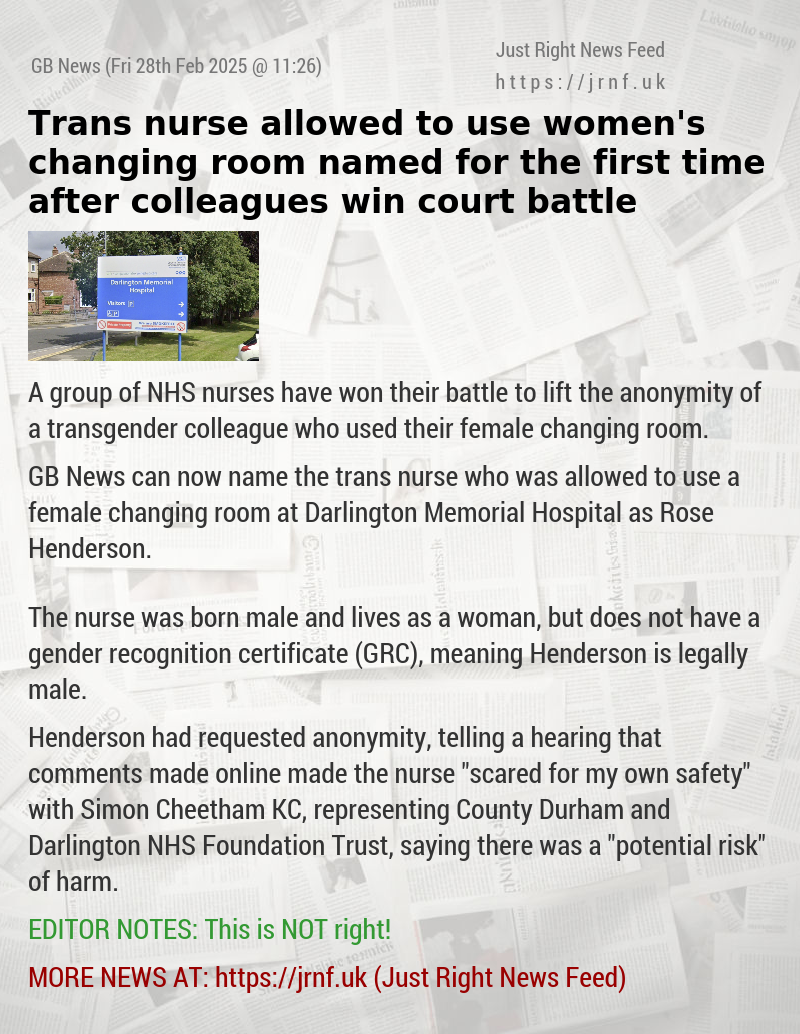 Trans nurse allowed to use women’s changing room named for the first time after colleagues win court battle