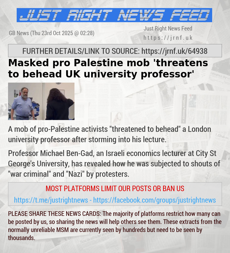 Masked pro—Palestine mob ’threatens to behead UK university professor’