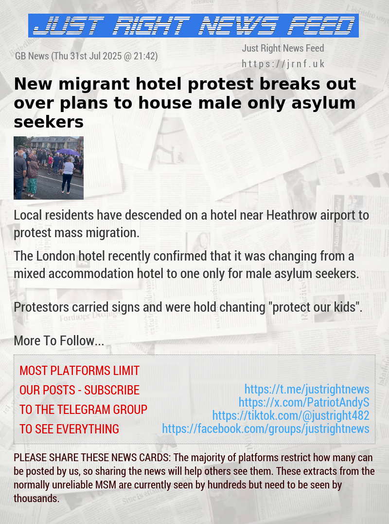 New migrant hotel protest breaks out over plans to house male only asylum seekers