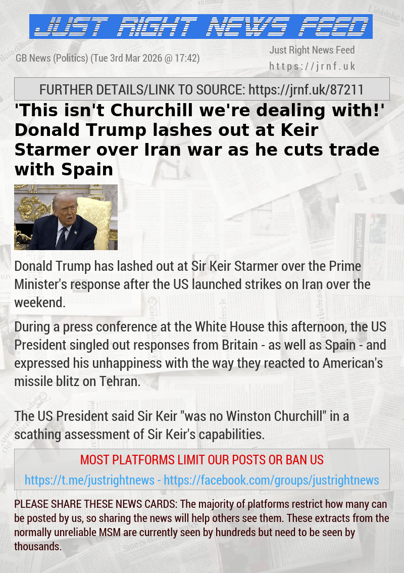 ’This isn’t Churchill we’re dealing with!’ Donald Trump lashes out at Keir Starmer over Iran war as he cuts trade with Spain