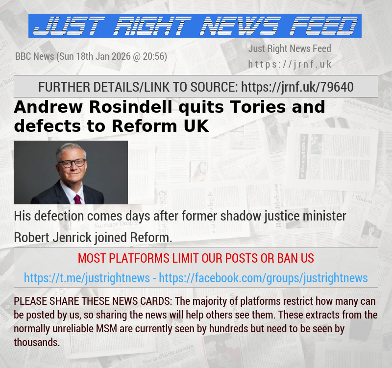 Andrew Rosindell quits Tories and defects to Reform UK