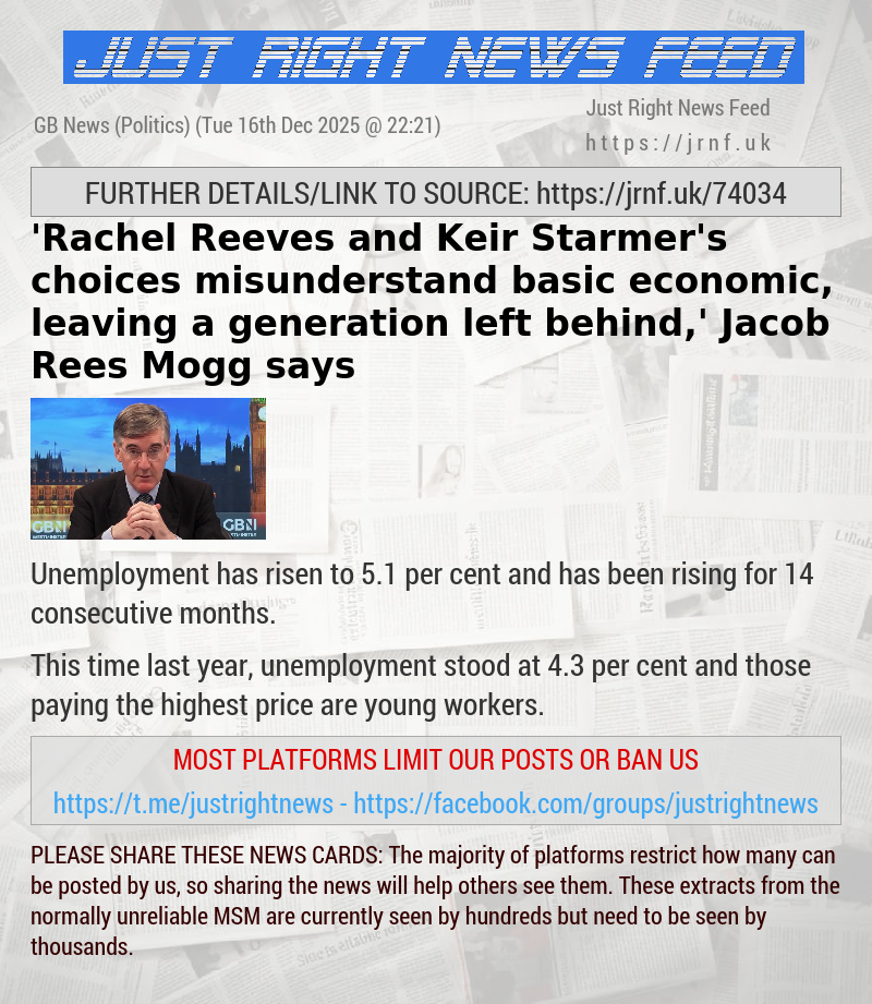 ’Rachel Reeves and Keir Starmer’s choices misunderstand basic economic, leaving a generation left behind,’ Jacob Rees—Mogg says