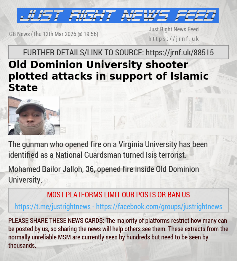 Old Dominion University shooter plotted attacks in support of Islamic State