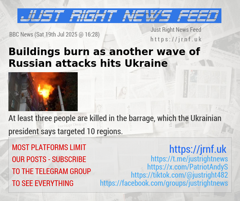Buildings burn as another wave of Russian attacks hits Ukraine