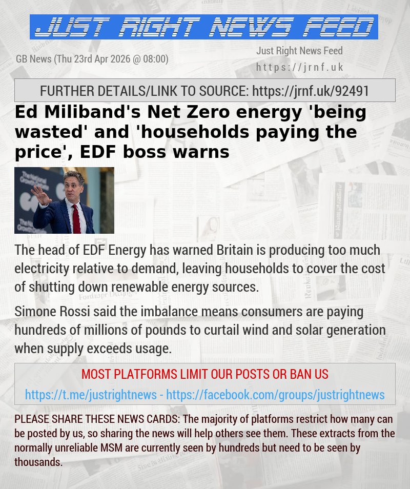 Ed Miliband’s Net Zero energy ’being wasted’ and ’households paying the price’, EDF boss warns