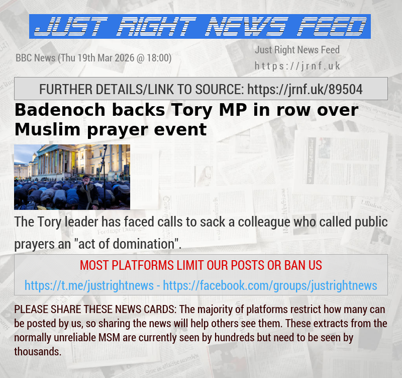 Badenoch backs Tory MP in row over Muslim prayer event