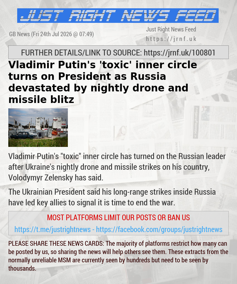 Vladimir Putin’s ’toxic’ inner circle turns on President as Russia devastated by nightly drone and missile blitz