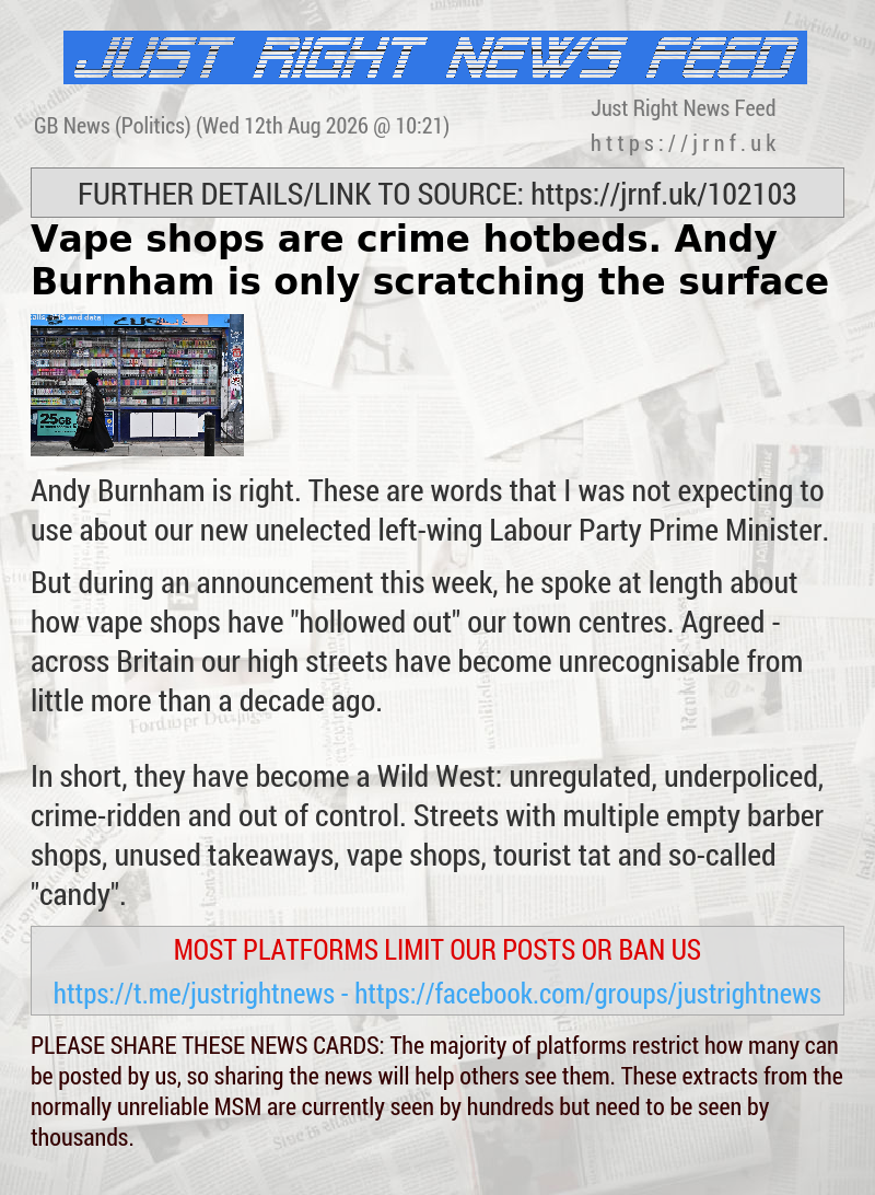 Vape shops are crime hotbeds. Andy Burnham is only scratching the surface
