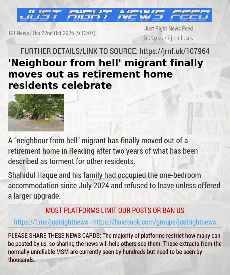 ’Neighbour from hell’ migrant finally moves out as retirement home residents celebrate