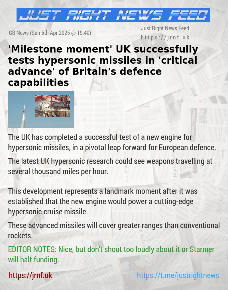 ’Milestone moment’ UK successfully tests hypersonic missiles in ’critical advance’ of Britain’s defence capabilities