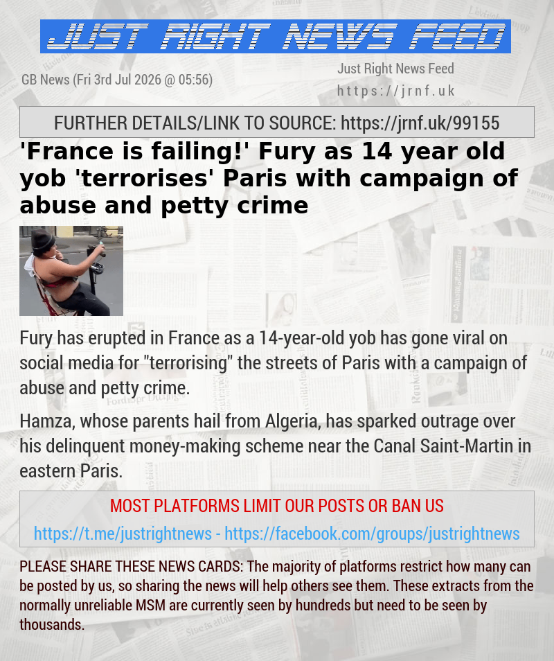 ’France is failing!’ Fury as 14—year—old yob ’terrorises’ Paris with campaign of abuse and petty crime