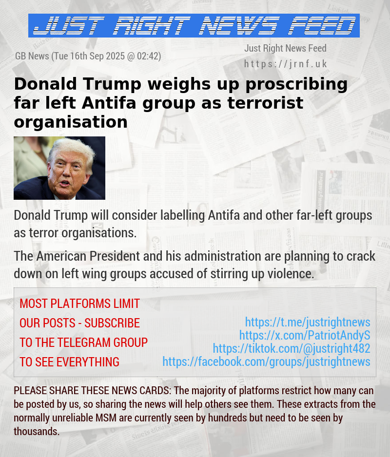 Donald Trump weighs up proscribing far—left Antifa group as terrorist organisation