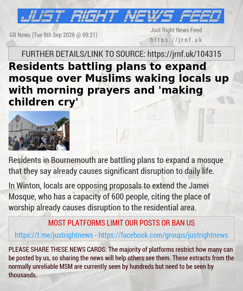 Residents battling plans to expand mosque over Muslims waking locals up with morning prayers and ’making children cry’