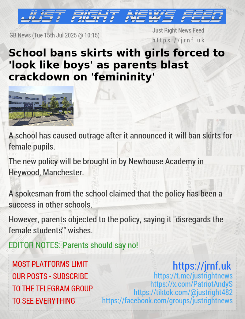 School bans skirts with girls forced to ’look like boys’ as parents blast crackdown on ’femininity’