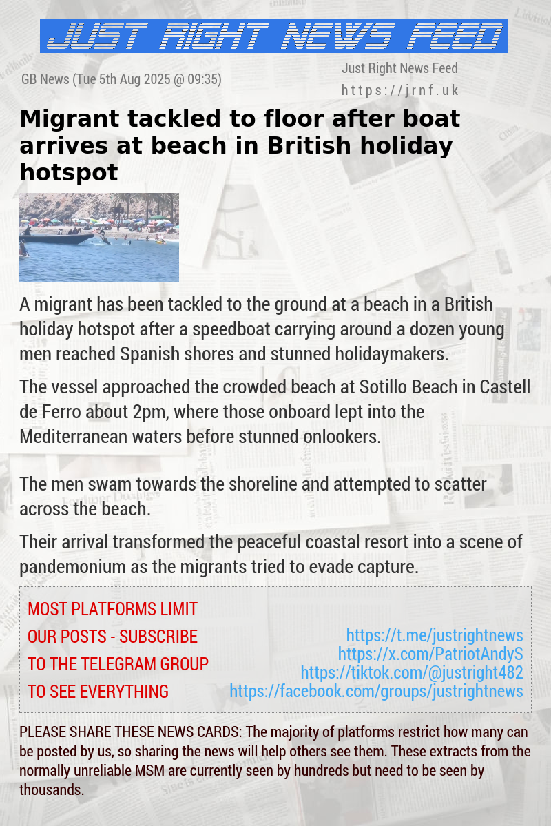 Migrant tackled to floor after boat arrives at beach in British holiday hotspot