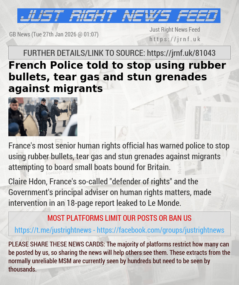 French Police told to stop using rubber bullets, tear gas and stun grenades against migrants