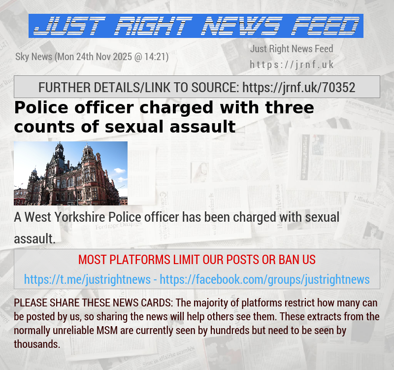 Police officer charged with three counts of sexual assault