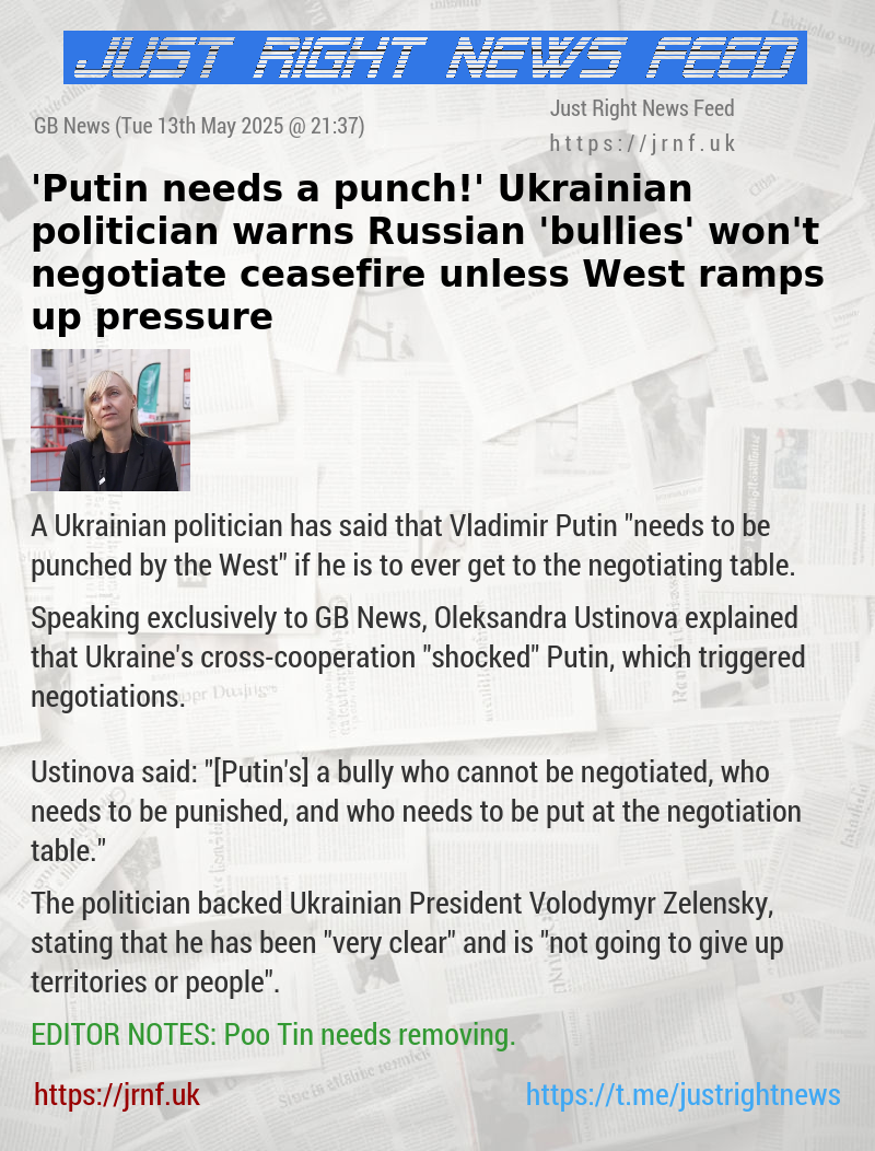 ’Putin needs a punch!’ Ukrainian politician warns Russian ’bullies’ won’t negotiate ceasefire unless West ramps up pressure