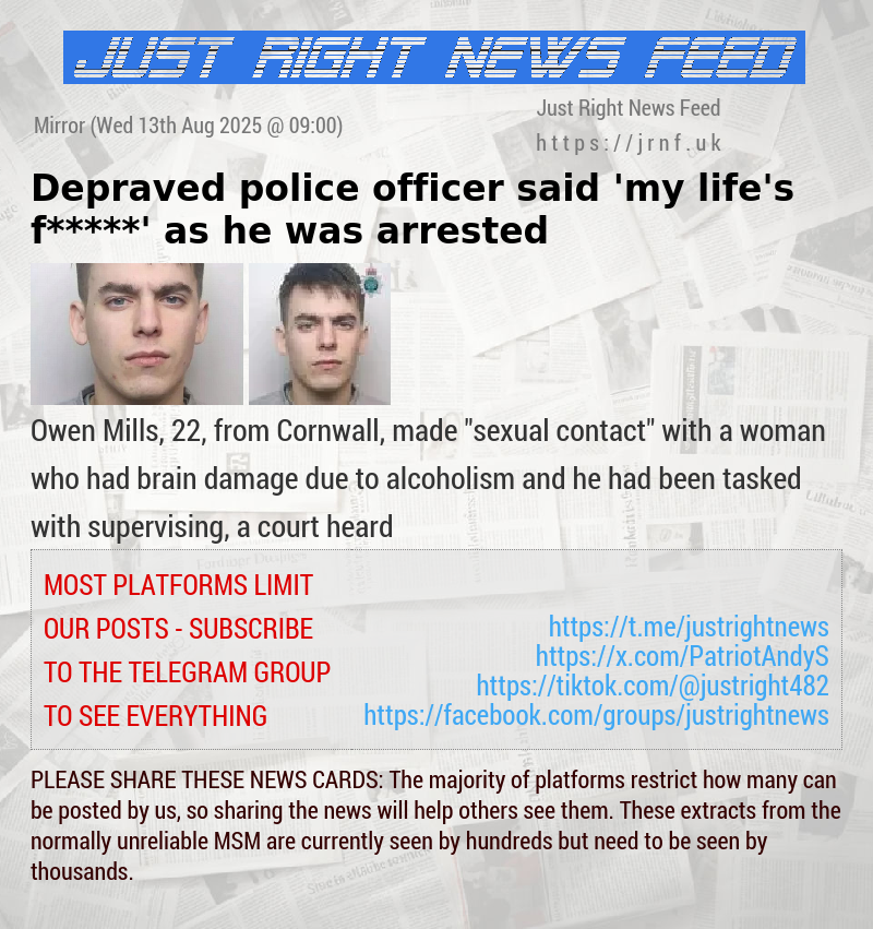 Depraved police officer said ’my life’s f*****’ as he was arrested 