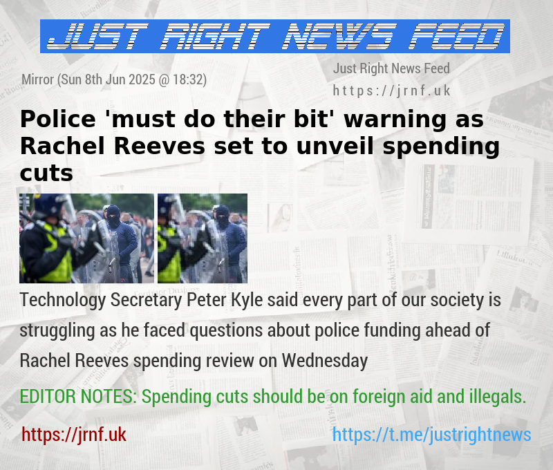 Police ’must do their bit’ warning as Rachel Reeves set to unveil spending cuts