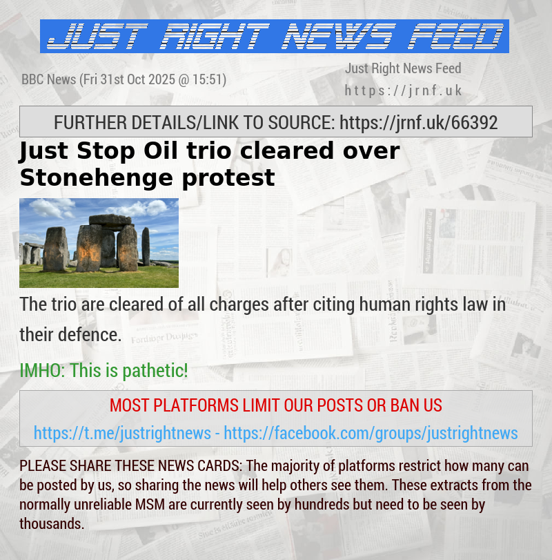 Just Stop Oil trio cleared over Stonehenge protest