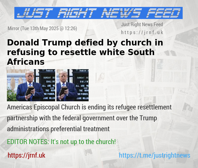 Donald Trump defied by church in refusing to resettle white South Africans