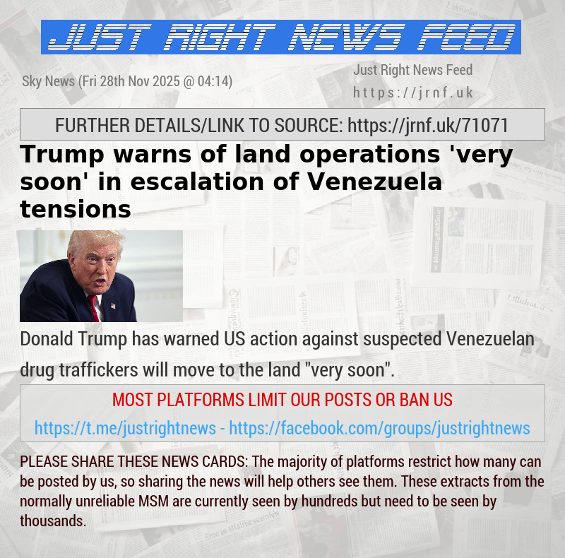 Trump warns of land operations ’very soon’ in escalation of Venezuela tensions