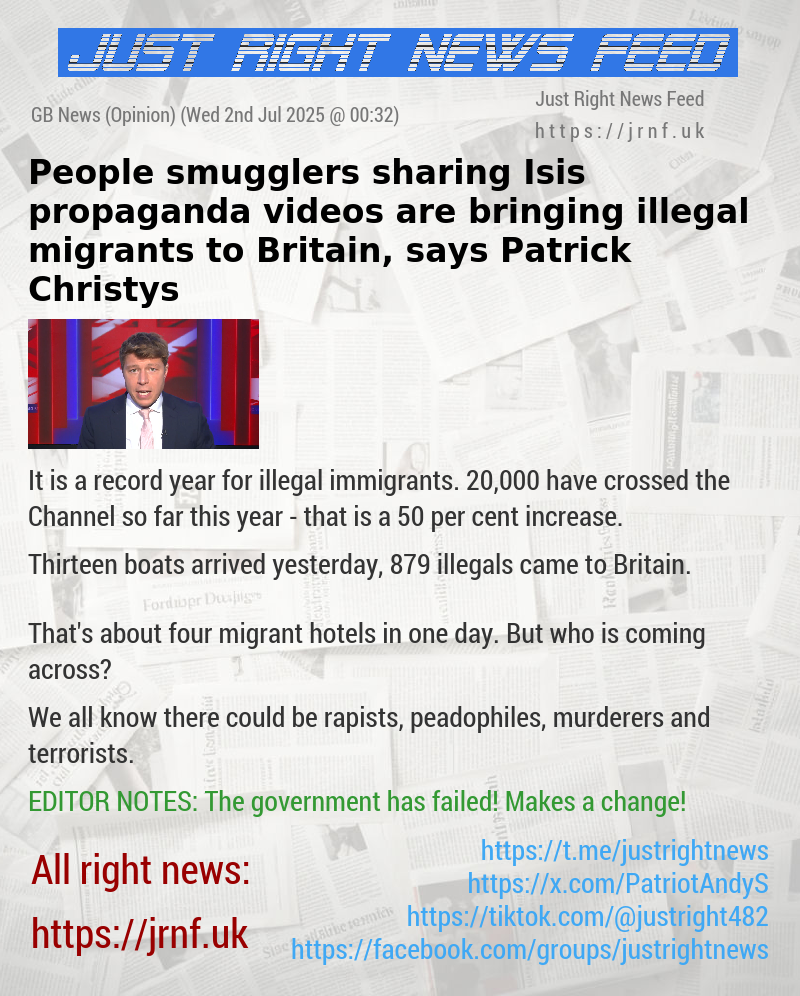 People smugglers sharing Isis propaganda videos are bringing illegal migrants to Britain, says Patrick Christys