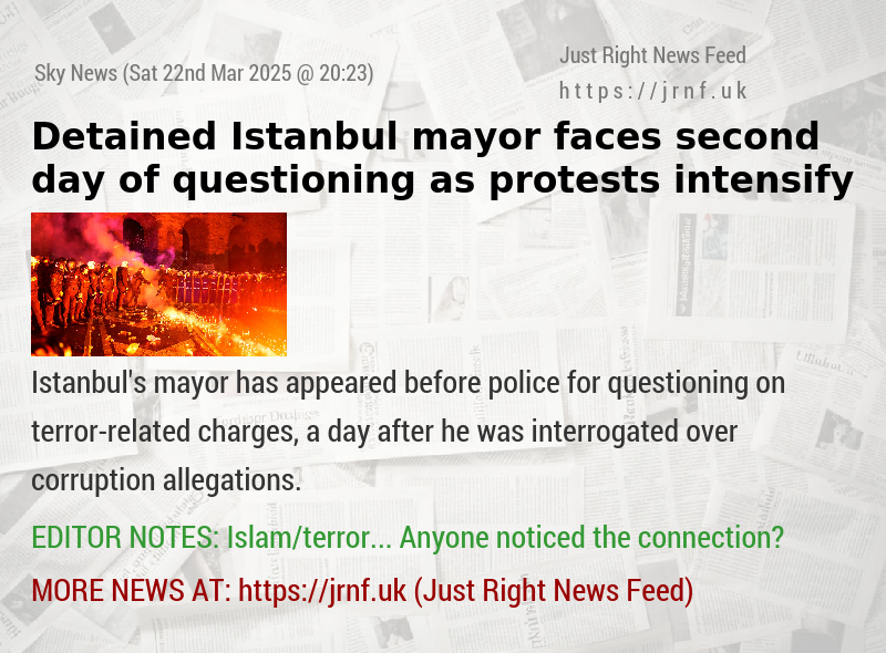 Detained Istanbul mayor faces second day of questioning as protests intensify