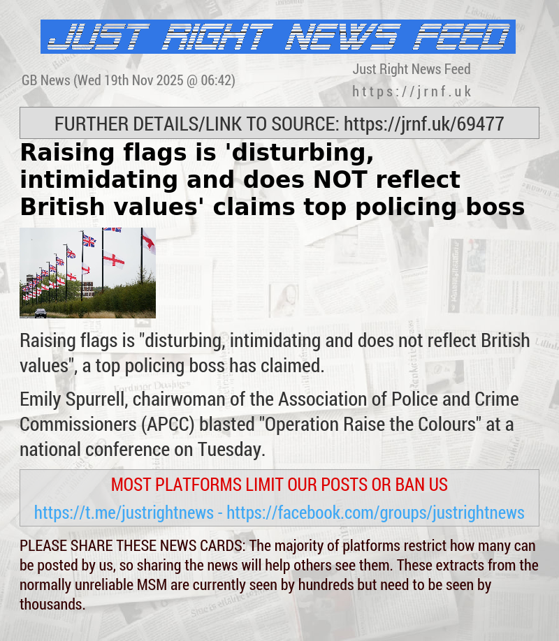 Raising flags is ’disturbing, intimidating and does NOT reflect British values’ claims top policing boss